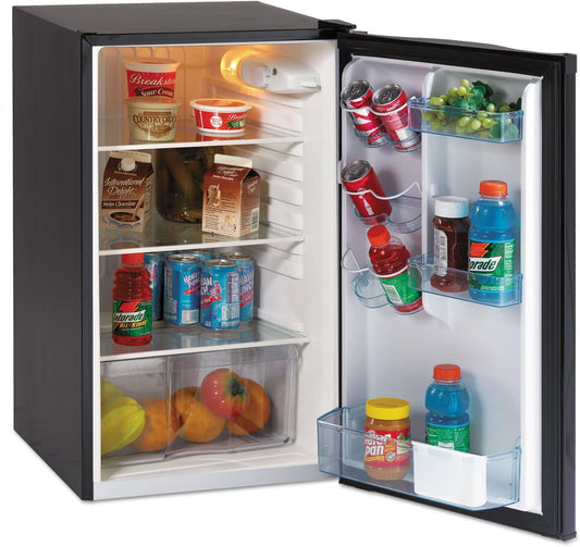 Offer For AR4446B 4.4 Cu. Ft. Compact Refrigerator, Black, Full Range Temperature Control, Automatic Defrost, Interior Light and Adjustable Leveling Legs, Reversible Door, ENERGY STAR Certified MowerShop