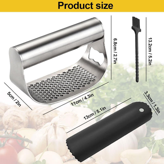 Offer For Stainless Steel Garlic Presser, 2024 New Garlic Press Rocker Garlic Mincer Garlic Crusher with Peeler and Cleaning Brush, Comfortable Handle Garlic Chopper for Smash Garlic Kitchen Tools (A) MowerShop