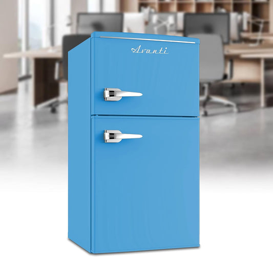 Offer For RMRT30X6BL-IS Mini Fridge with Freezer 3 Cu. Ft. Capacity Retro-Styled for Home Office or Dorm, Manual Defrost and Adjustable Temperature, 3 Cu.Ft, Blue MowerShop